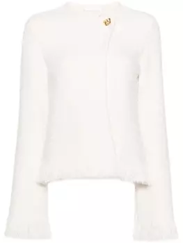 Chlo твидовый пиджак с бахромой, нейтральный цвет