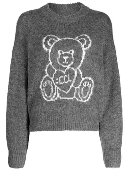 Chocoolate джемпер вязки интарсия с круглым вырезом и логотипом, серый