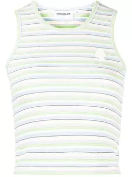 CHOCOOLATE полосатый топ с нашивкой-логотипом, зеленый