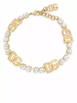 Чокер с логотипом DG и стразами Dolce & Gabbana, золотой