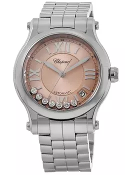 Chopard Happy Sport Medium Automatic 36 мм розово-золотой циферблат женские часы 278559-3025