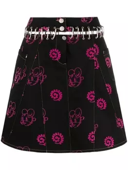 Chopova Lowena Nosebutter flocked denim skirt, черный