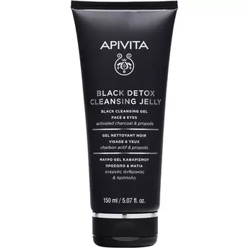 Чёрный детокс очищающий желе для лица и глаз 150мл, Apivita