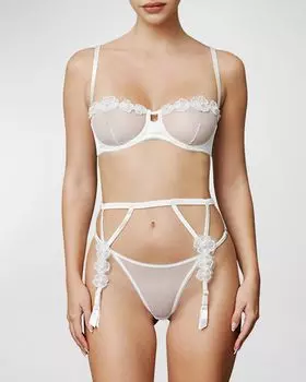 Chou Chou Стринги с цветочной аппликацией Kiki De Montparnasse, цвет Ivory