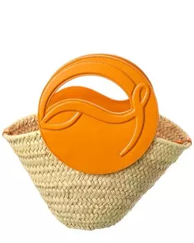 Christian Louboutin Biloumoon Маленькая сумка-тоут из рафии и кожи, коричневый