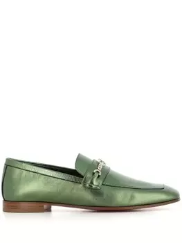 Christian Louboutin кожаные мокасины с нашивкой-логотипом, зеленый