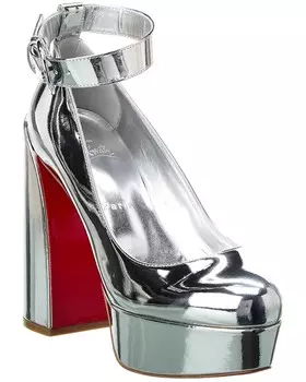 Christian Louboutin Movida Sabina 130 Туфли с патентной платформой, серебро