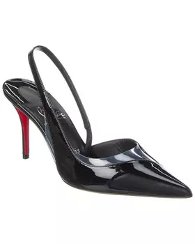 Christian Louboutin Posticha 80 Лакированные и виниловые туфли с ремешком на пятке, черный