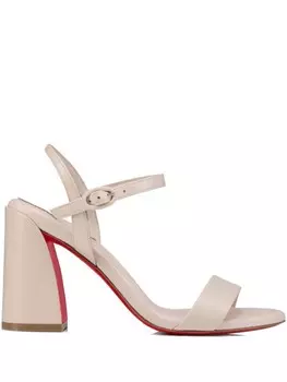 Christian Louboutin сандалии Miss Jane 85 мм из кожи, нейтральный цвет