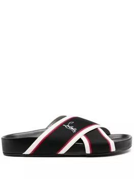 Christian Louboutin слиперы Hot Cross Bizz в полоску, черный