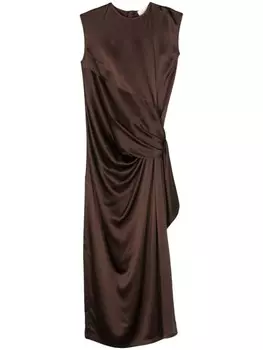 Christian Wijnants длинное платье из шелка Daitra, коричневый