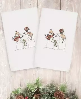 Christmas Snow Family 100% турецкий хлопок 2 шт. Набор полотенец для рук Linum Home, белый