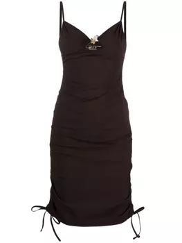 Christopher Esber платье мини Nebular со сборками, коричневый