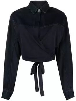 Christopher Esber укороченный джинсовый топ Sevilla с запахом, синий