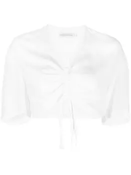 Christopher Esber укороченный топ с кулиской, белый
