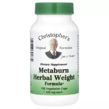 Christopher's Original Formulas, Metaburn Herbal Weight Formula, 1275 мг, 100 вегетарианских капсул (425 мг на капсулу)