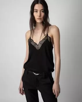 Christy Женский шелковый топ в нижнем белье Zadig & Voltaire, черный