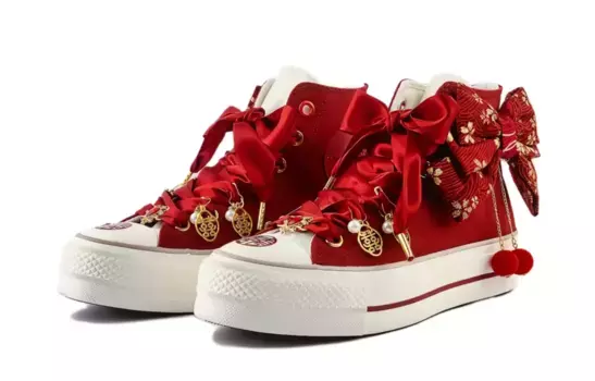 Chuck Taylor All Star Canvas Shoes Women's High-top Red/Gold Converse