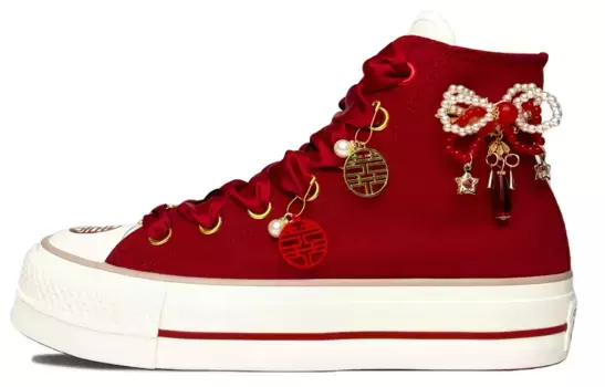 Chuck Taylor All Star Canvas Shoes Women's High-top Красный/белый/золотой Converse