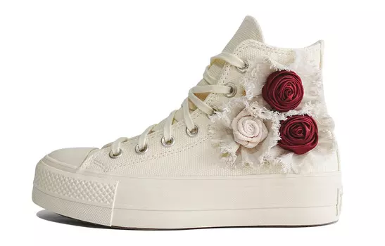 Chuck Taylor All Star Canvas Shoes Women's High-top бежевый/белый/красный Converse