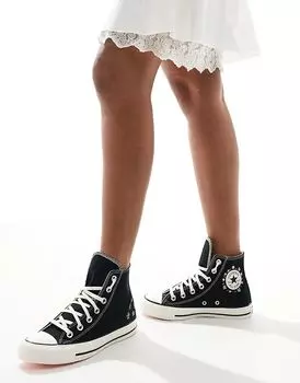 Chuck Taylor All Star Hi черного цвета с вышитыми цветами Converse