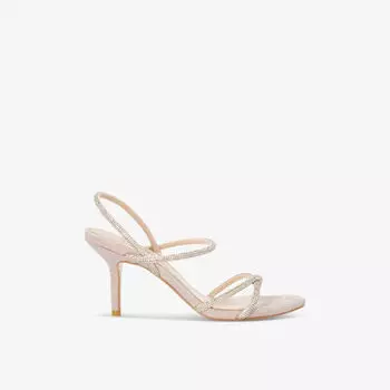 Чудесные босоножки на каблуке из плетеной ткани, украшенные стразами Dune, желтый