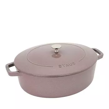 Чугун Staub 6,25 кварты. Широкая овальная голландская жаровня, розовый