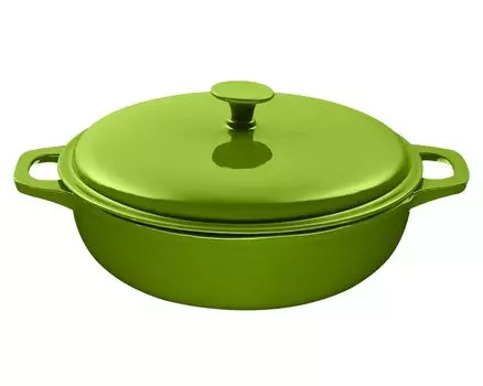 Чугунная кастрюля KING 30см/железная жаровня/цвет: темно-зеленый/высота ок