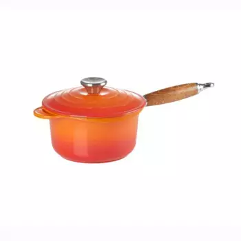 Чугунная кастрюля Le Creuset с деревянной ручкой, апельсин