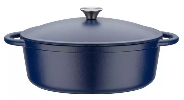 Чугунная овальная жаровня GSW Blue Magic 33x26 см / 6,4 литра, 717328, чугун ок. 6,4 л