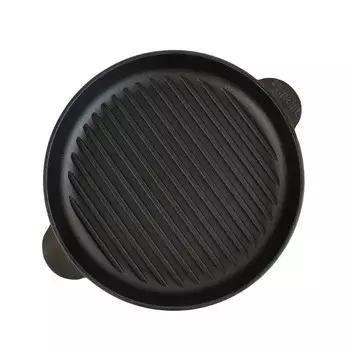 Чугунная сковорода-гриль 26см, форма для запекания, две ручки, сервировочный противень, гриль Brizoll