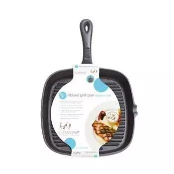 Чугунная сковорода-гриль KitchenCraft для индукционной плиты, сковорода-гриль с бороздками, квадратная, 23 см - черная Kitchen Craft