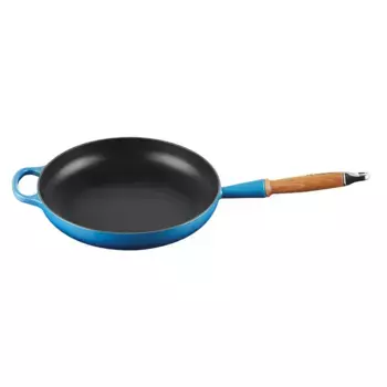 Чугунная сковорода Le Creuset с деревянной ручкой, азулон