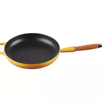 Чугунная сковорода Le Creuset с деревянной ручкой, горчица