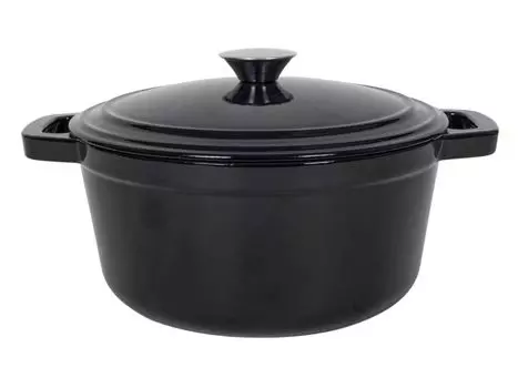 Чугунная жаровня с черной эмалью - 5,5 л / 24 см - Массивная чугунная кастрюля с ручками - Кастрюля-гриль Spetebo