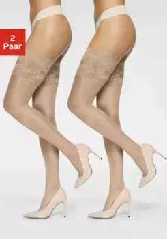 Чулки Vivance (2 пары), с широкой кружевной лентой, цвет Perle