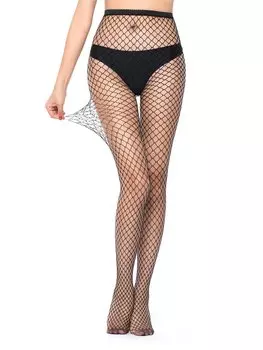 Чулки в сеточку, однотонные, черный цвет