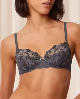 Чувственный бюстгальтер на косточках с вышивкой и прозрачными деталями Triumph, серый