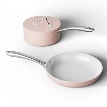 CIARRA Beyond набор кастрюль с крышками, 2 предмета. Набор кастрюль с антипригарным покрытием Набор кастрюль и сковородок VMFPP2620, розовый