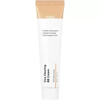Cica Clearing Bb Cream #15 Rose Ivory 1 жидкая унция / 30 мл веганская тональная основа, Purito