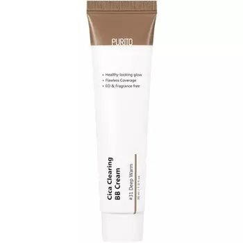 Cica Clearing Bb Cream #31 Deep Warm, 1 жидкая унция / 30 мл веганская тональная основа, Purito