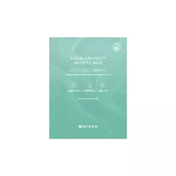 Cicaluronic Line Cicaluronic Water Fit Маска Веганская формула Cica + гиалуроновая кислота Успокаивающая увлажняющая чувствительная кожа Сухая кожа 24 г, Mizon