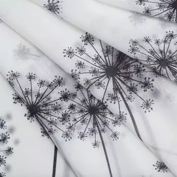 Цифровая печать Gerster Bistro Ш = 145 x В = 50 смПрозрачная вуаль одуванчики антрацитового цвета, серый
