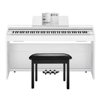 Цифровое домашнее пианино Casio PX-870 WE Privia (белое) в комплекте со стильной откидной скамьей для фортепиано (черного цвета) и лаконичным подходом к обучению и игре с компакт-диском