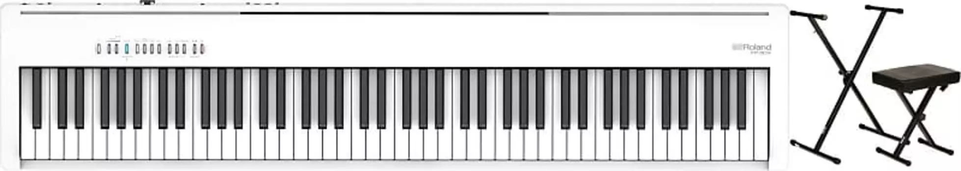 Цифровое пианино Roland FP-30X с динамиками — белый комплект со стойкой для клавиатуры On-Stage KPK6500 и настольным комплектом Roland + On-Stage FP-30X-WH=1 KPK6500=1