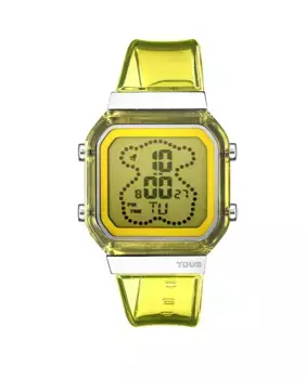 Цифровые женские часы D-Bear Fresh из желтого поликарбоната и стали Tous, желтый