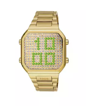 Цифровые женские часы D-Bear из золотой стали IPG в корпусе со светодиодами Tous, золотой