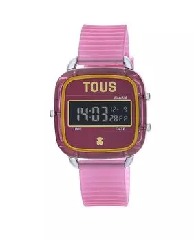 Цифровые женские часы D-Logo Fresh из поликарбоната с силиконовым ремешком цвета фуксии Tous, розовый