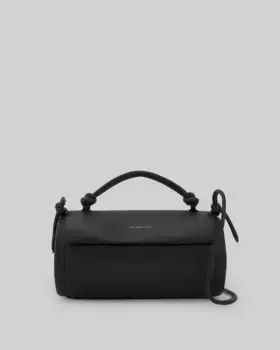 Цилиндрическая кожаная женская сумка через плечо Adolfo Dominguez, черный