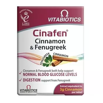 Cinafen Корица и пажитник пищевая добавка 60 таблеток Vitabiotics